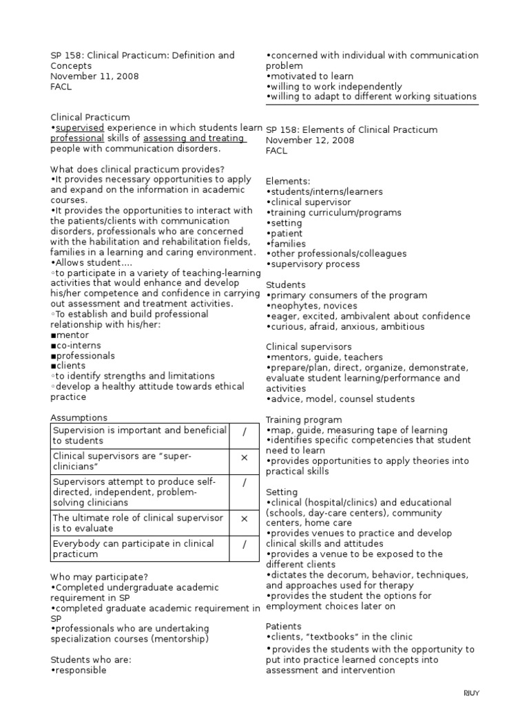 Clinical Practicum: Definition & Elements | PDF | Mentorship | Attitude ...