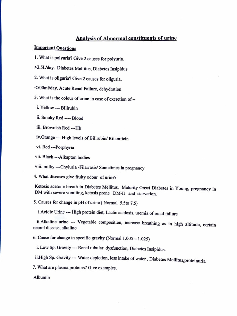 Question and Answers For Urinalysis | PDF