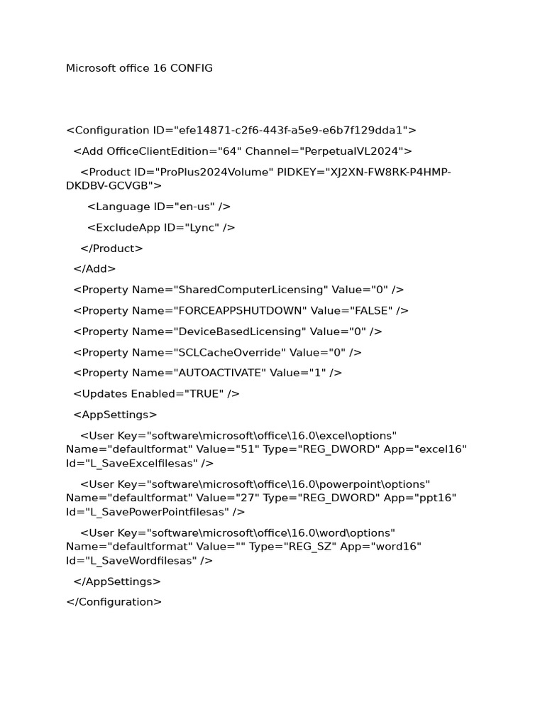 Office 16 Configuration Settings | PDF | Computers