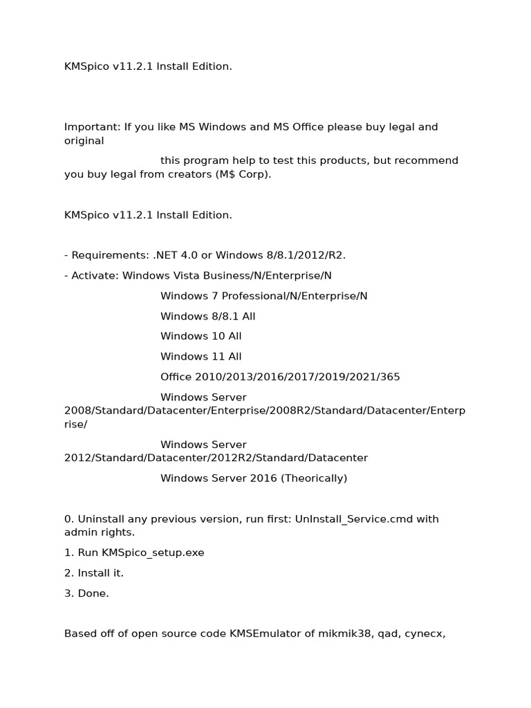 KMSpico v11 | PDF | Microsoft Windows | Microsoft Software