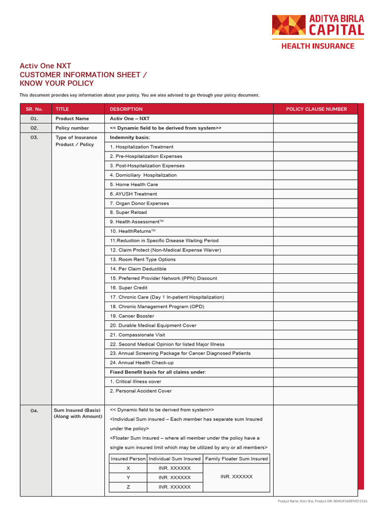 Customer Information Sheet | PDF | Insurance | Pregnancy
