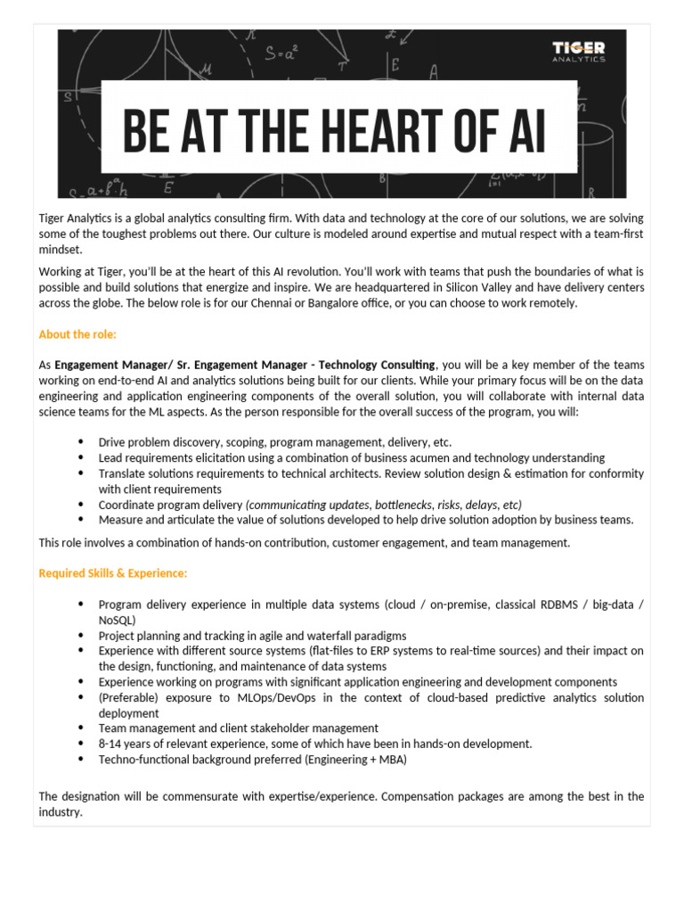 Engagement Manager Role at Tiger Analytics | PDF | Analytics | Big Data