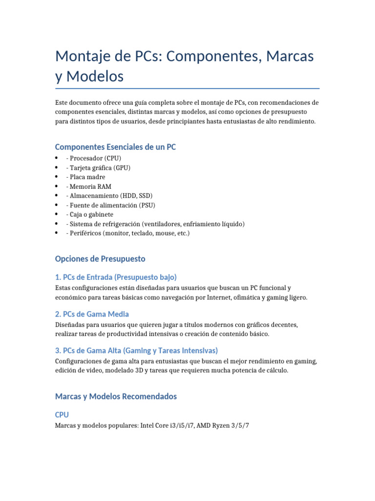 Montaje de PCs Completo | PDF | Informática