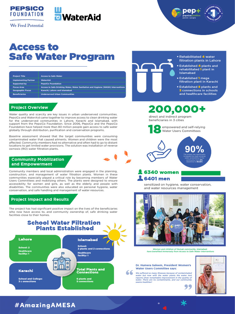 PepsiCo Pakistan and WaterAid Access To Safe Water Program | PDF ...