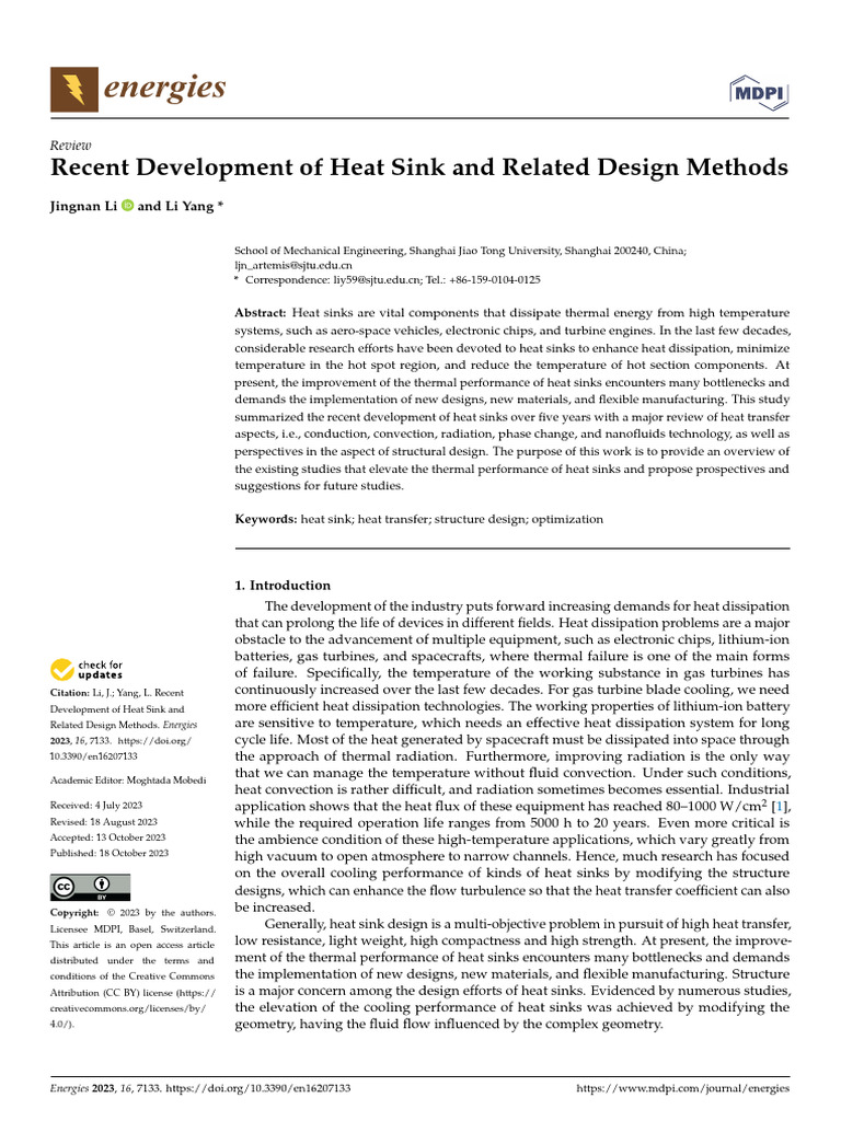 Recent Development of Heat Sink and Related Design | PDF | Heat ...