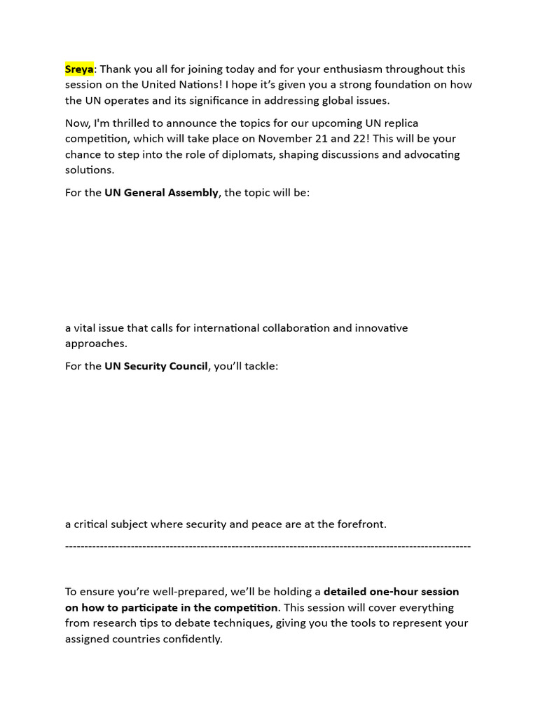 Un Script Session 1 - Conclusion | PDF | Games & Activities