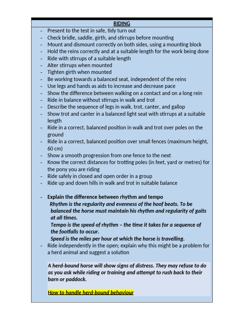 Pony Club C Test Guidelines | PDF | Horse Gait | Horses