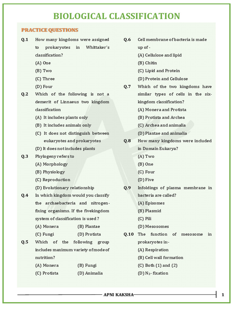 Biological Classification DPP | PDF | Fungus | Archaea