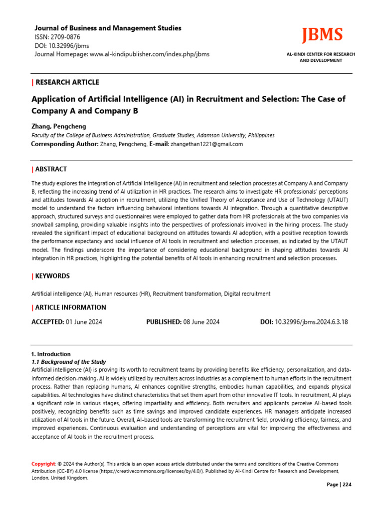 Application of Artificial Intelligence AI in Recru | PDF | Recruitment ...