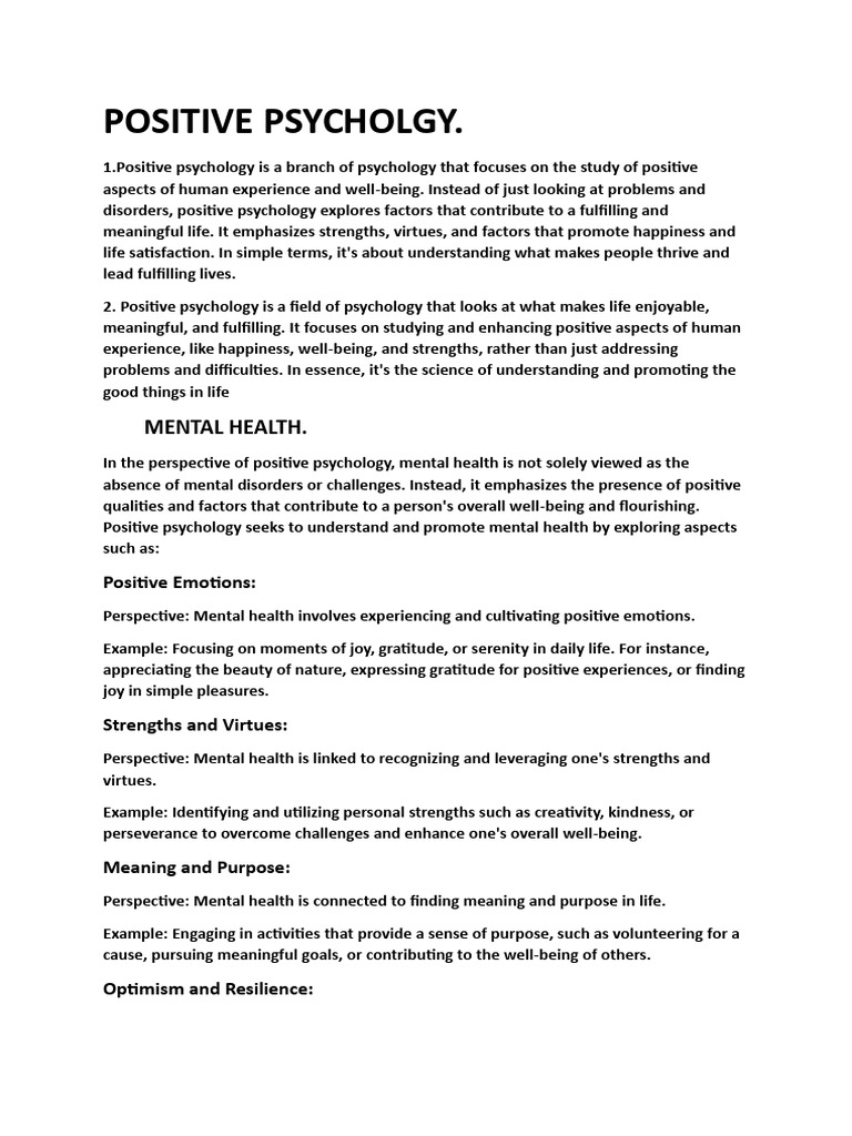 Positive Psycholgy | PDF | Psychological Resilience | Positive Psychology