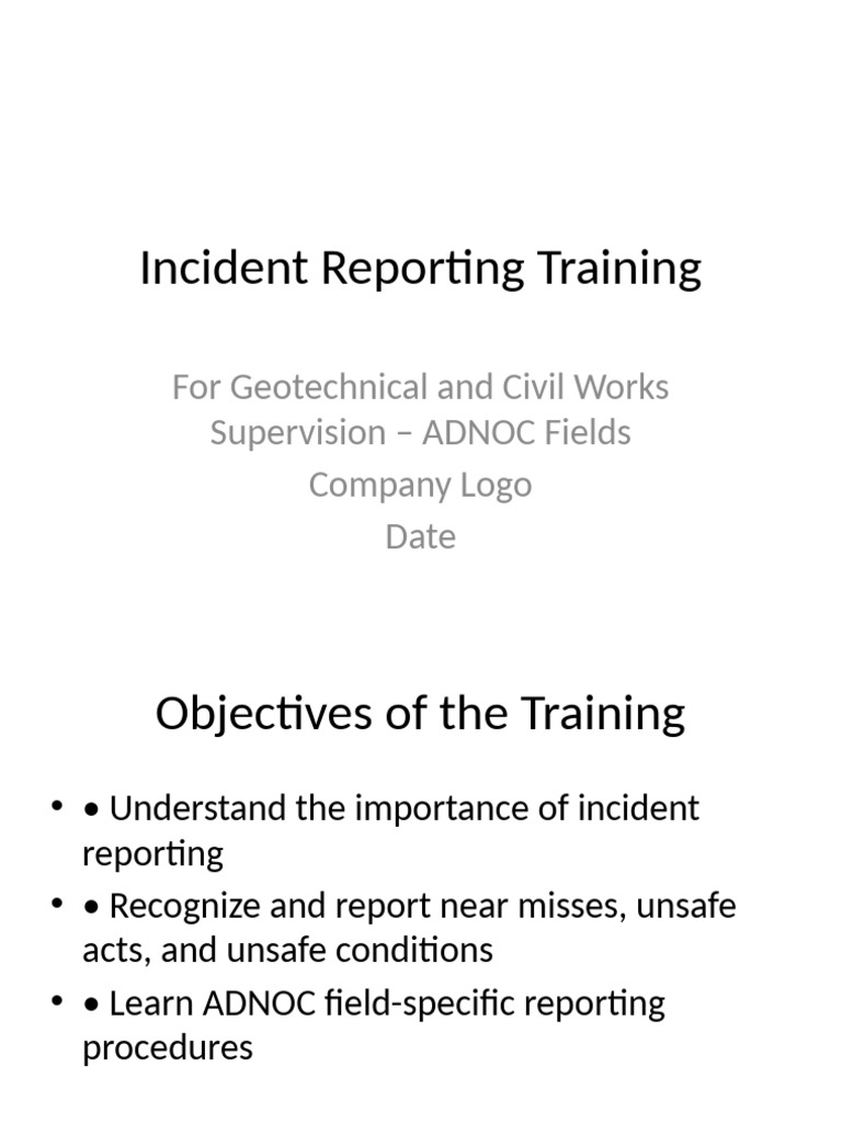 Adnoc Incident Reporting Training Guide Pdf Computers Technology