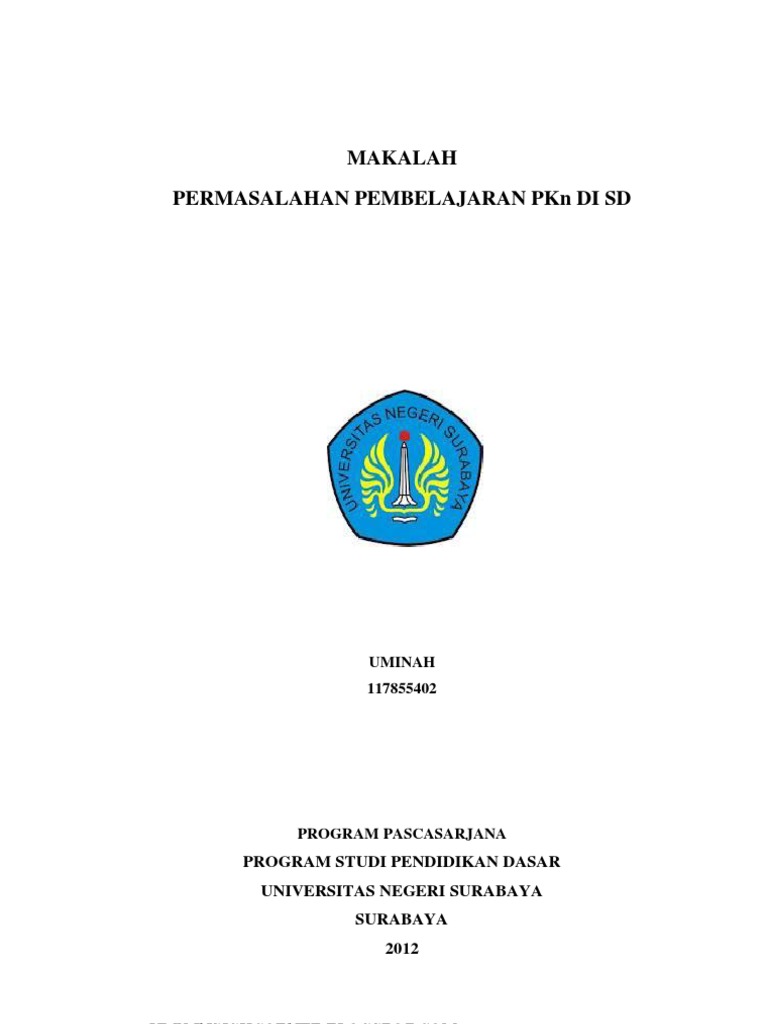 Makalah Permasalahan Pembelajaran Pkn Di Sd Pdf