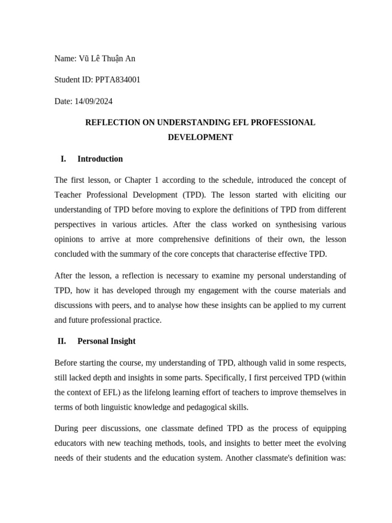 EFL Teacher Professional Development Insights | PDF | English As A ...