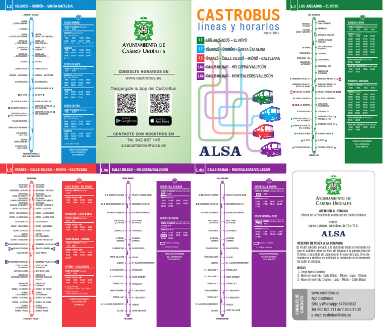 Horarios de CastroBus y Rutas L1-L4 | PDF