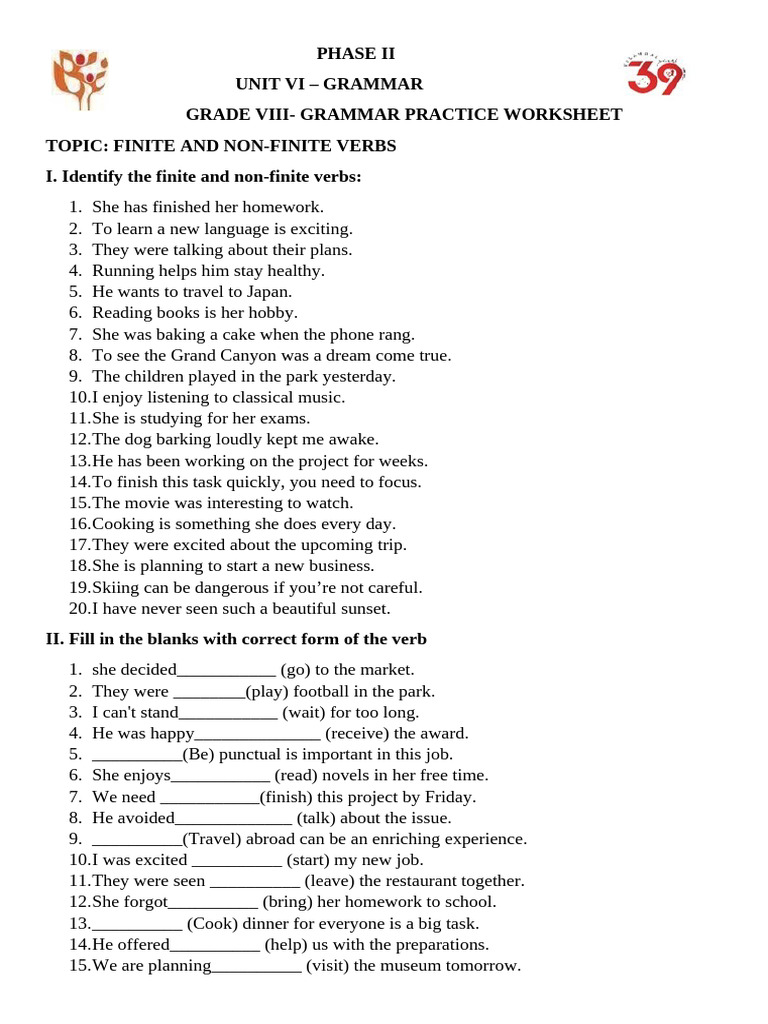 Finite vs Non-Finite Verbs Practice | PDF | Semantics | Linguistic Typology