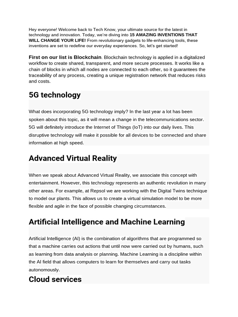 15 Amazing Inventions That Will Change Your Life | PDF | Artificial ...