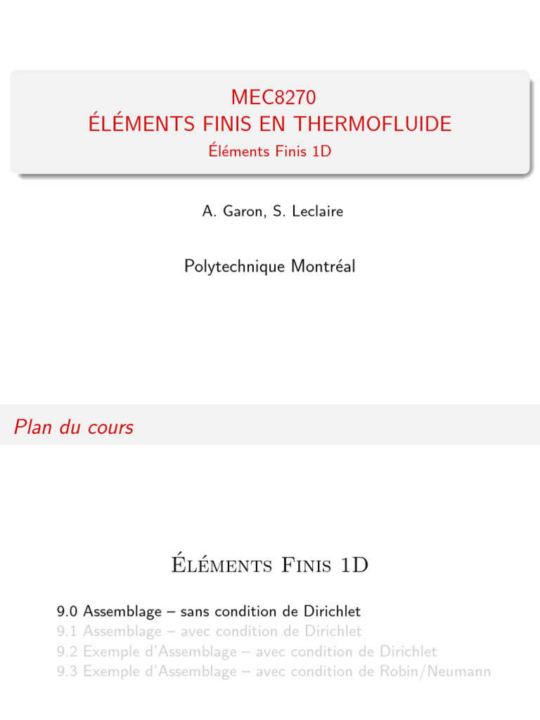 Assemblage Éléments Finis 1D | PDF | Méthode des éléments finis | Équations