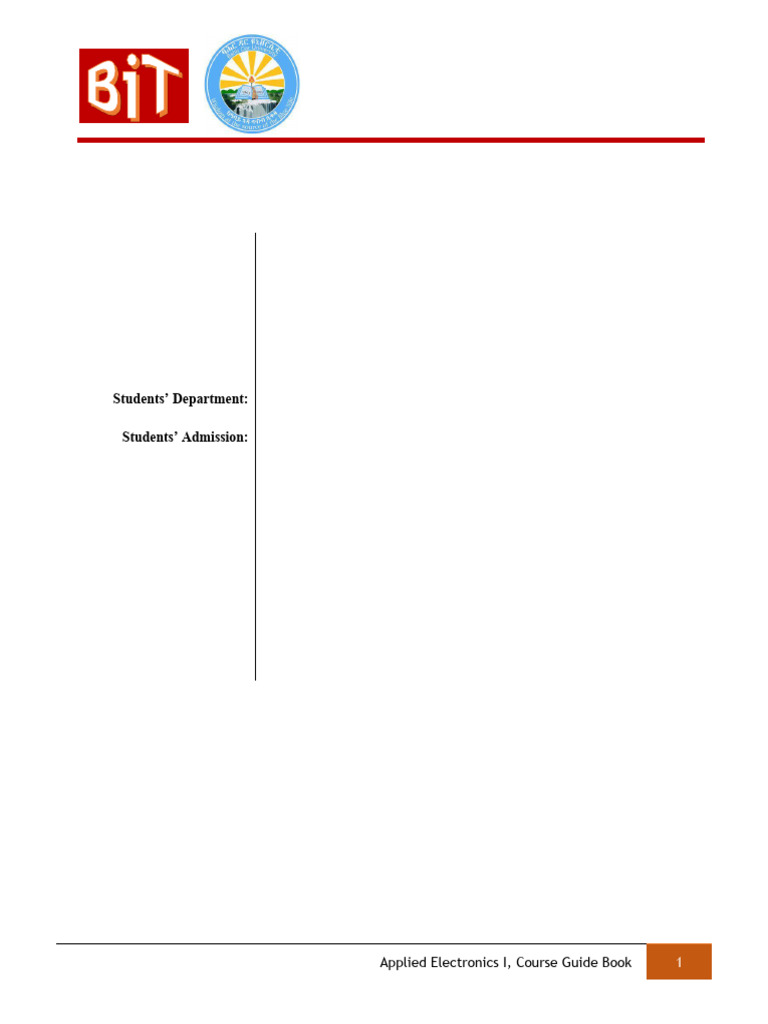 Applied Electronics I Course Guide | PDF | Bipolar Junction Transistor ...
