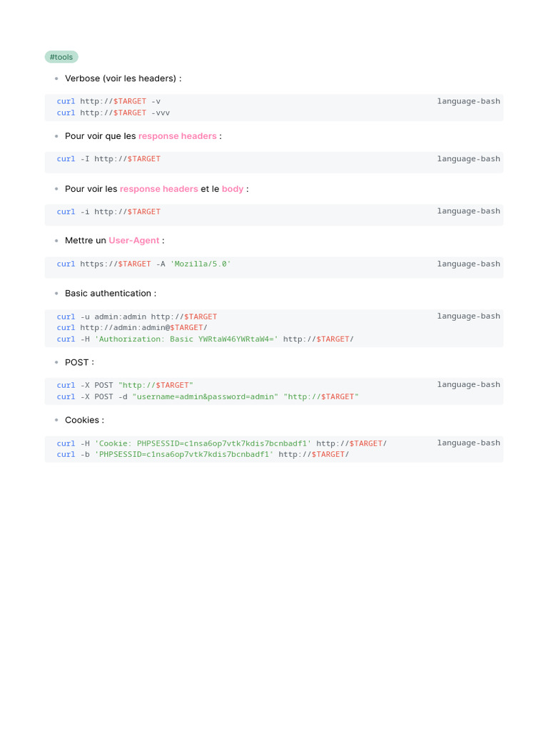 Curl Command Cheat Sheet | PDF