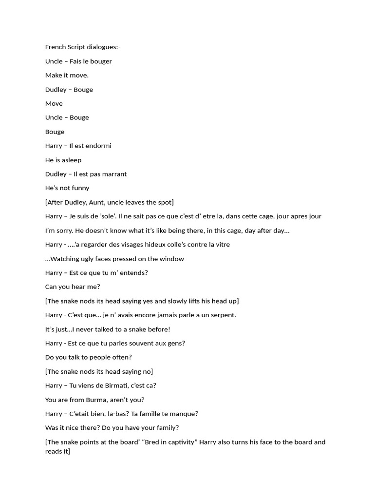 French Dialogue Script for Role Play | PDF