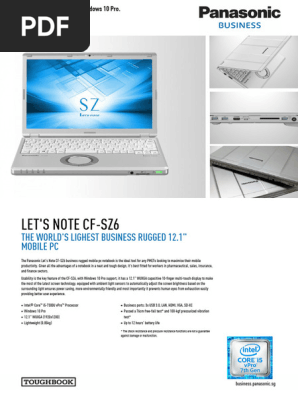 Panasonic CF-SZ6 Spec | PDF | Computer Science | Personal