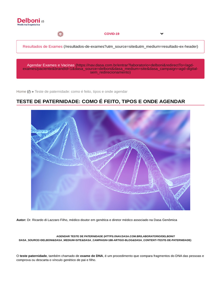 Teste de Paternidade: Como Funciona e Agendar | PDF | DNA | Biotecnologia
