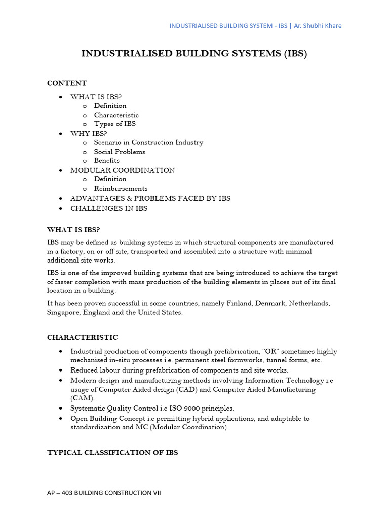 Industrialised Building Systems | PDF | Framing (Construction) | Concrete