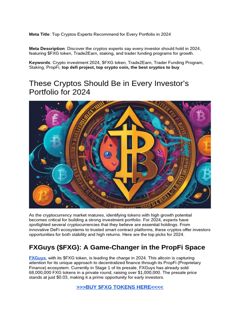 Top Cryptos to Invest in for 2024 | PDF | Cryptocurrency | Financial ...