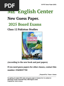 PST (English) Class 12 Guess (2025)