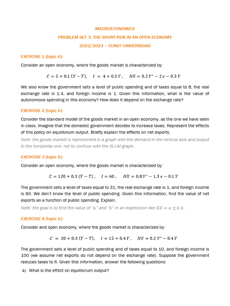Problem Set 3 Pdf Microeconomics Macroeconomics