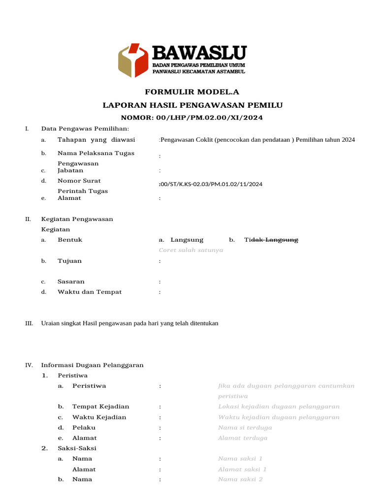 CONTOH FORM A | PDF