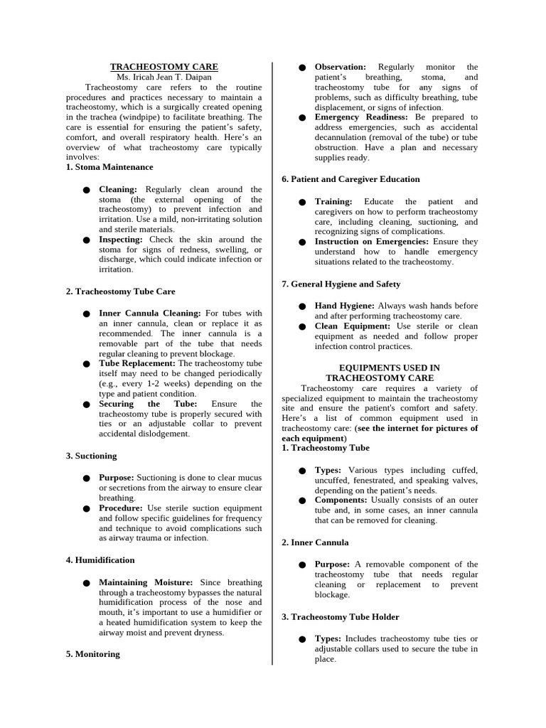 Tracheostomy Care and Complications | PDF | Clinical Medicine | Medical ...