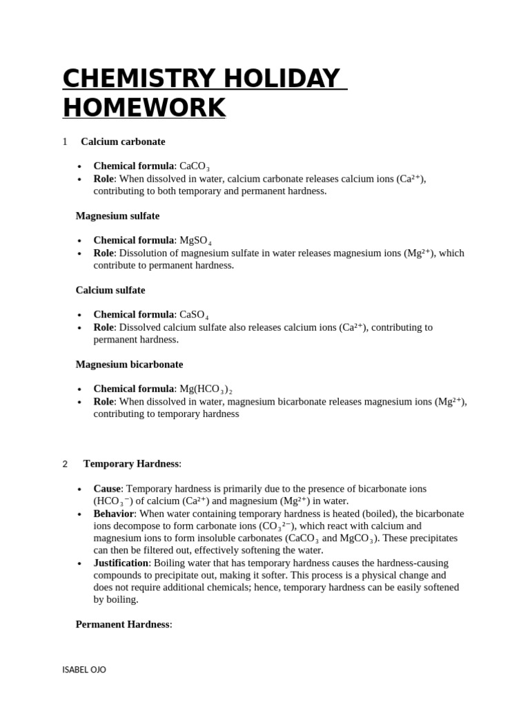 Chemistry Holiday Homework | PDF | Sodium Carbonate | Precipitation ...