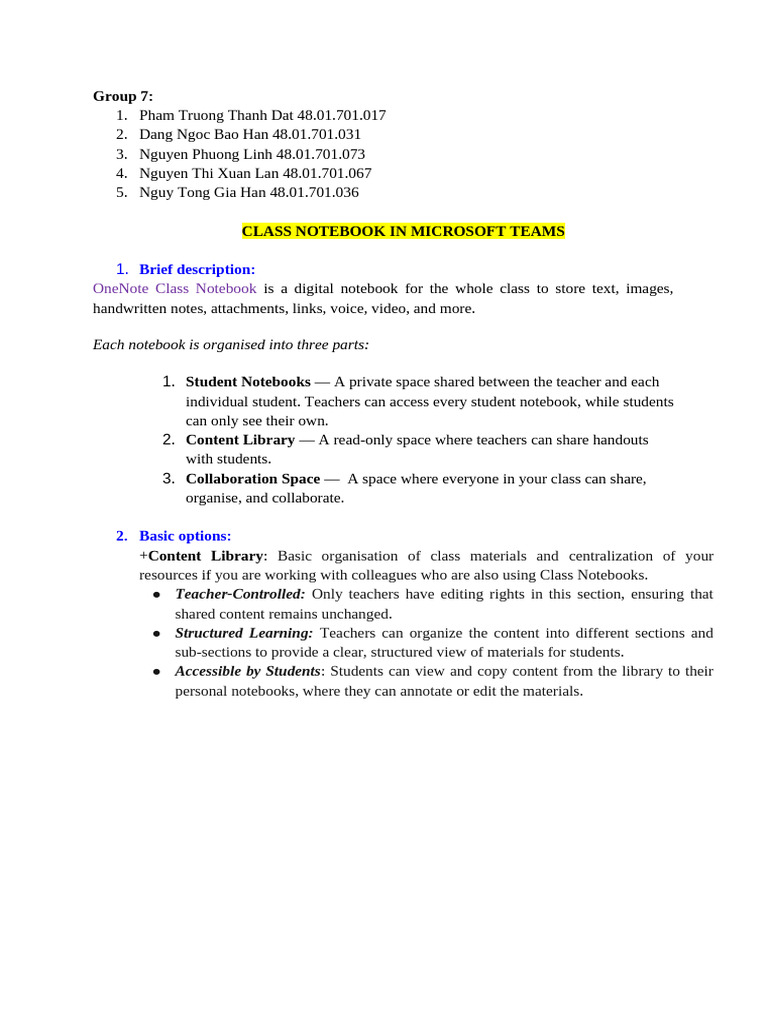 OneNote Class Notebook Features Guide | PDF | Software