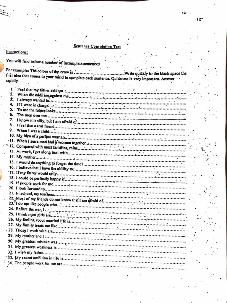 Sentence Completion Exercise Guide | PDF | Family | Childhood