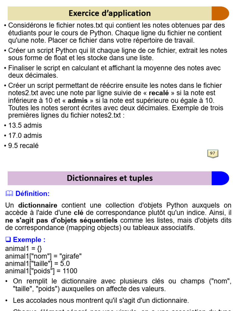 Gestion des notes et structures Python | PDF | Python (Langage de ...