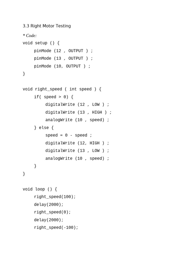 Code:: 3.3 Right Motor Testing | PDF