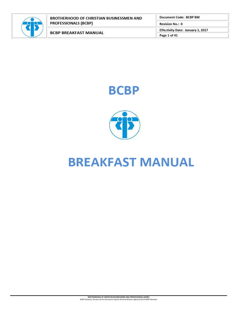 BCBP Men's Breakfast Manual | PDF | Corazon Aquino