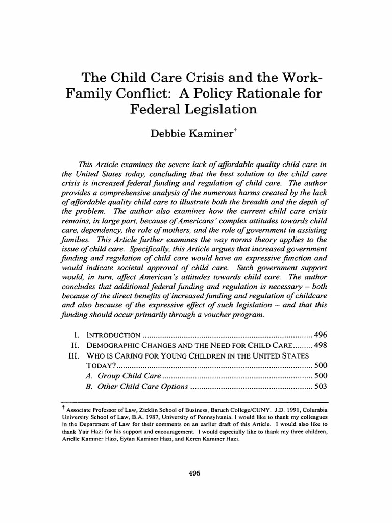 The Child Care Crisis and The Work - Kramer | PDF | Child Care ...