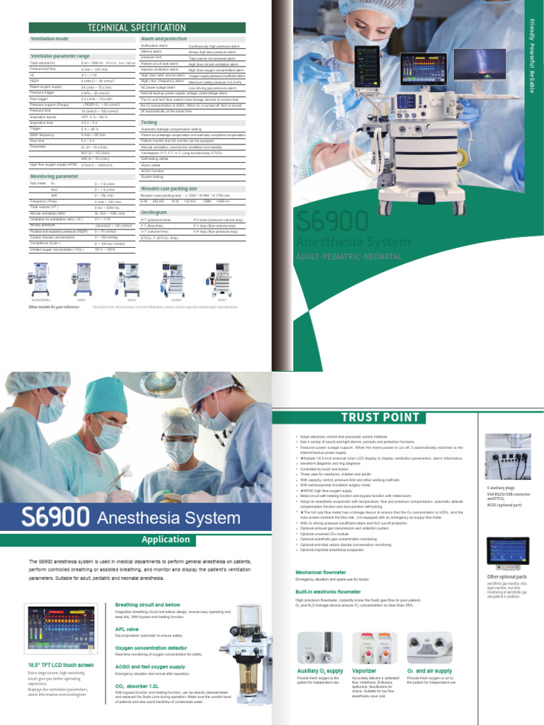 S6900 Anesthesia System | PDF | Respiration