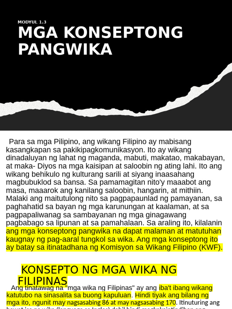 Mga Konseptong Pangwika | PDF