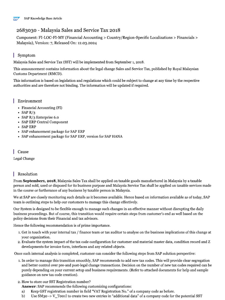 Malaysia SST 2018 | PDF