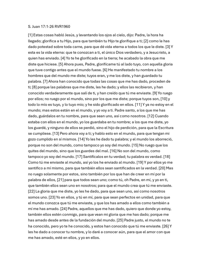 Juan Capitulo 17 | PDF | Vida eterna (cristianismo) | Creencia ...