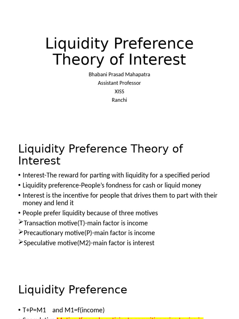 Liquidity Preference Theory Explained | PDF | Money | Money Supply