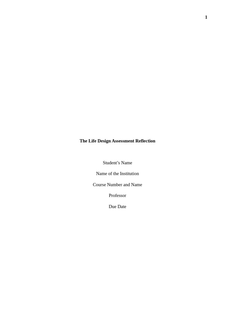 Life Design Assessment Reflection Guide | PDF | Social Psychology
