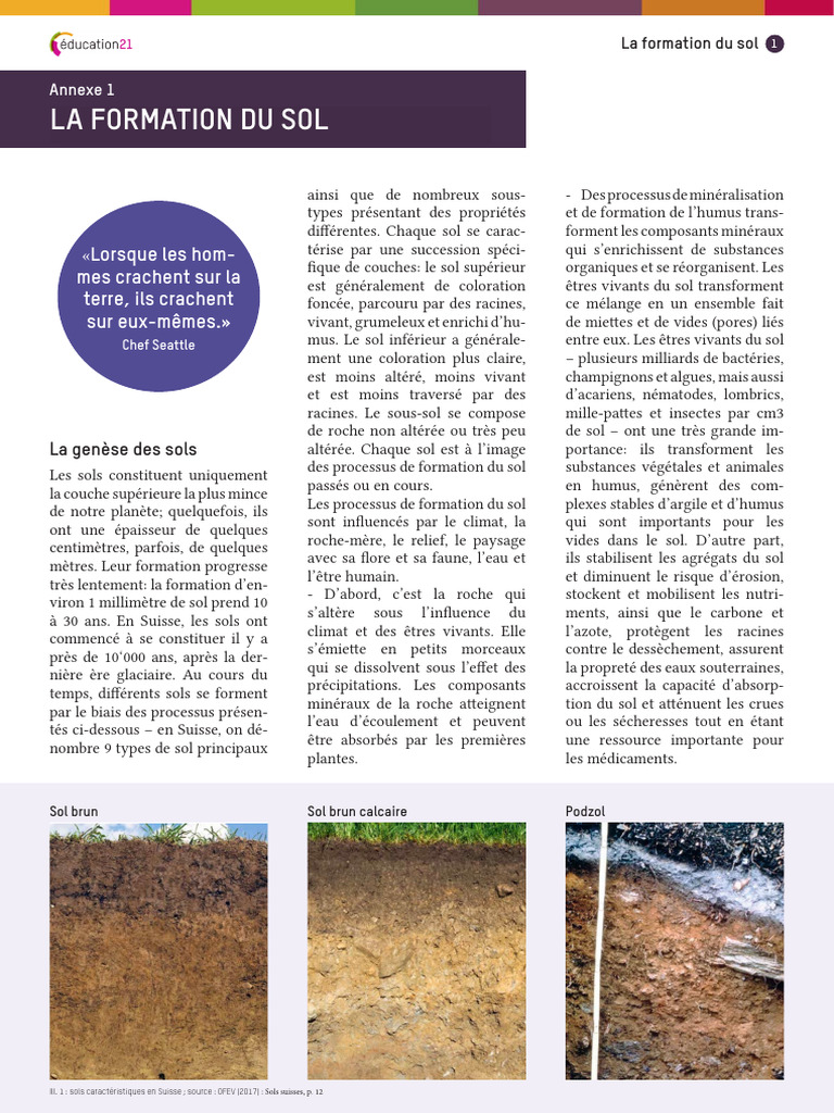Formation et importance des sols en Suisse | PDF | Sol (pédologie ...