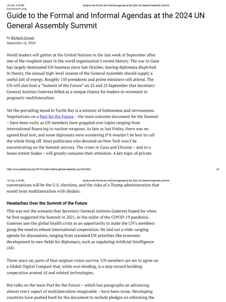 Guide To The Formal and Informal Agendas - AP | PDF | United Nations ...