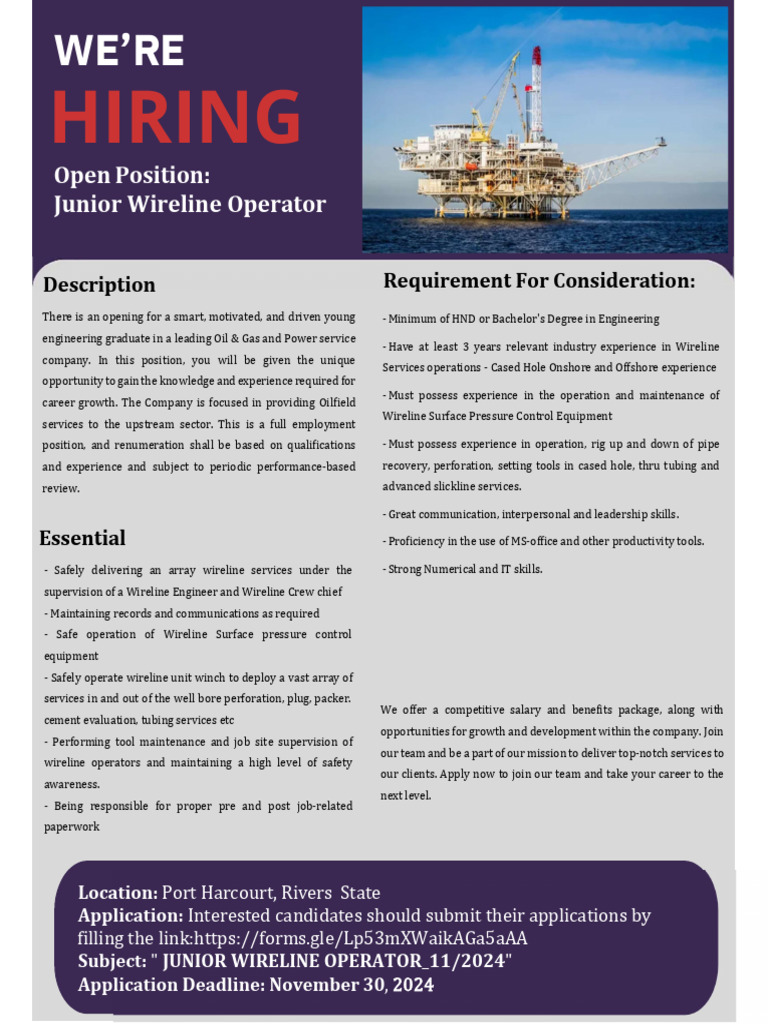 Junior Wireline Operator | PDF