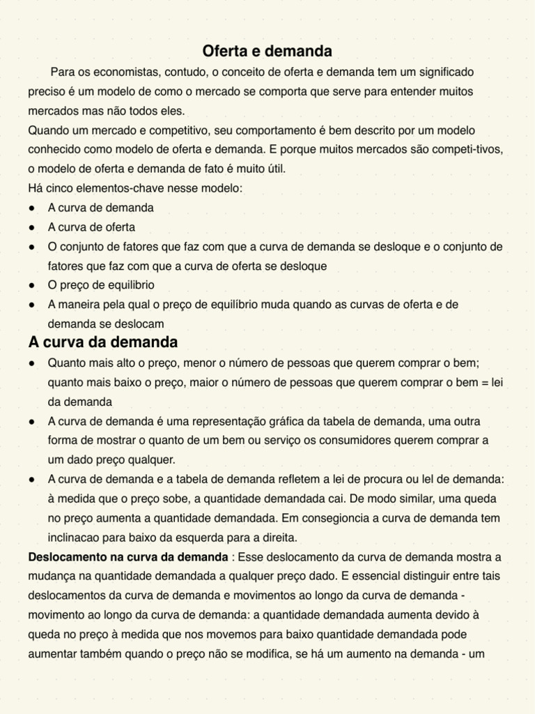 Oferta e Demanda: Conceitos e Fatores | PDF | Demanda | Oferta e procura