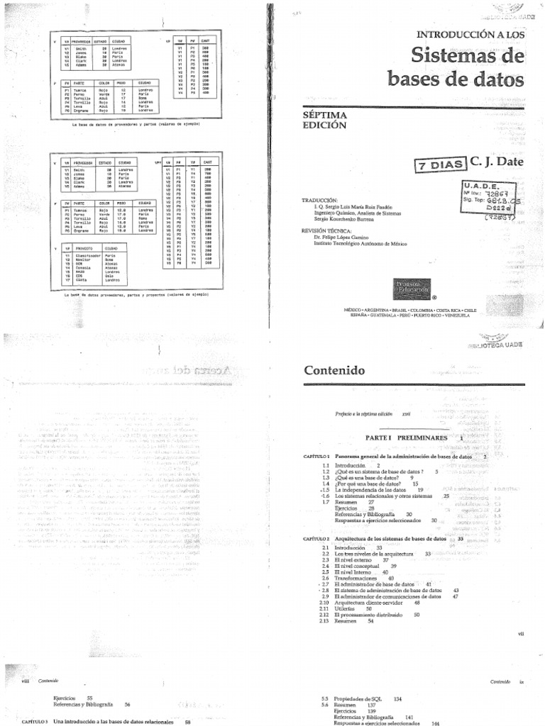 Introduccion A Los Sistemas de Bases de Datos Date 7 Edicion | PDF
